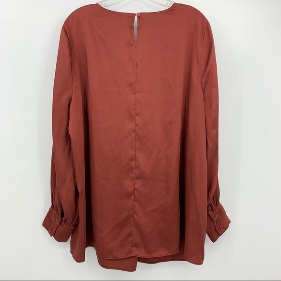 Lane Bryant Bronze Satin Pleated Blouse Top Size 16 - Picture 3 of 9